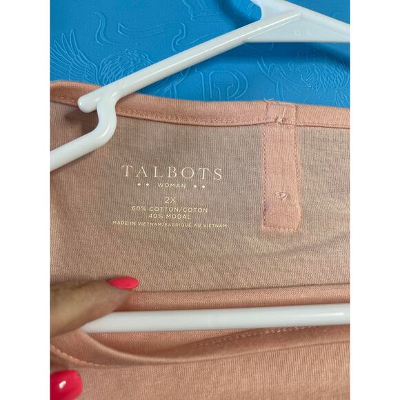 Talbots knit tee shirt t-shirt tunic peach orange plus size xxl 2x roll tab slee - Picture 8 of 16